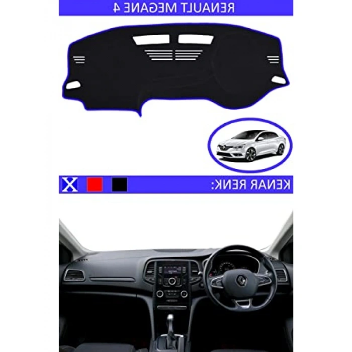 Mavi Kenar Renkli Torpido Koruma Halısı - Renault Megane 4 Uyumlu