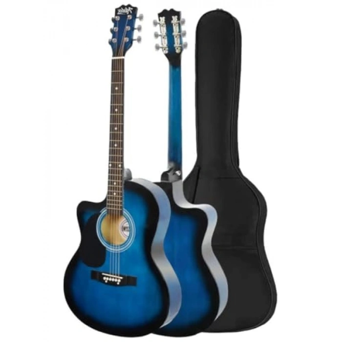 Mavi Kesik Kasa Akustik Gitar Seti (40 İnç, 4/4)