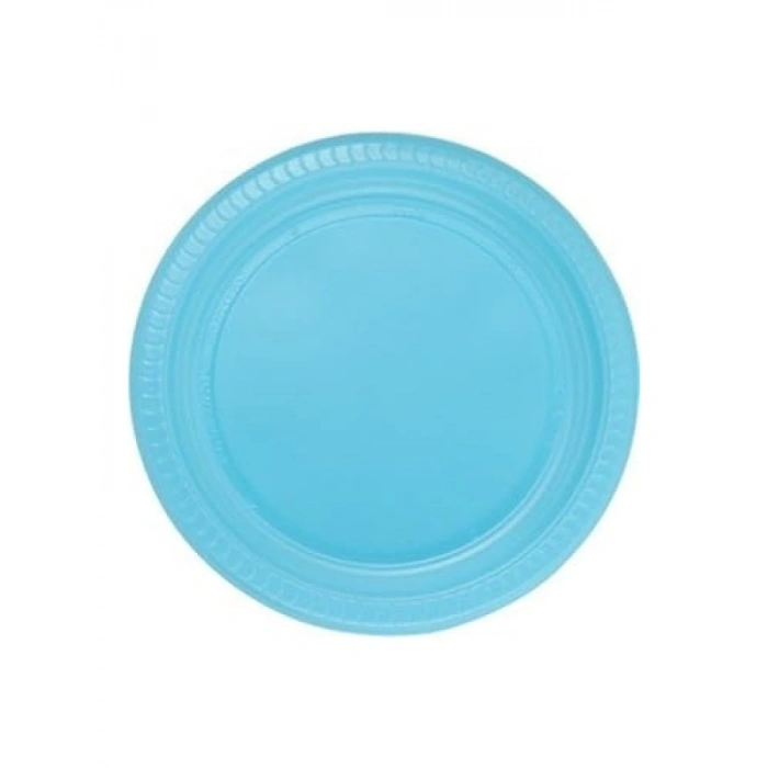 Mavi Renkli Plastik Tabak - 25 Adet Set