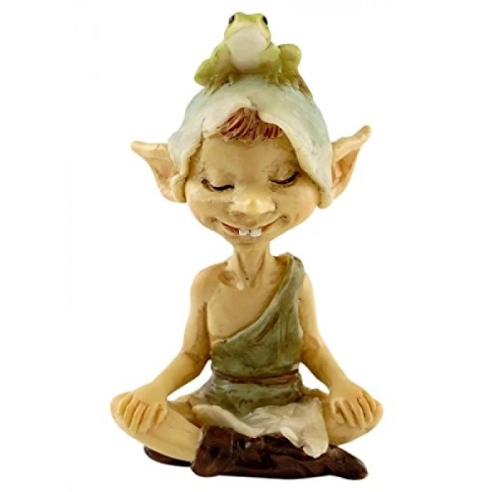 Meditasyon Yapan Kurbağa Heykelciği - Minyatür Peri Bahçesi