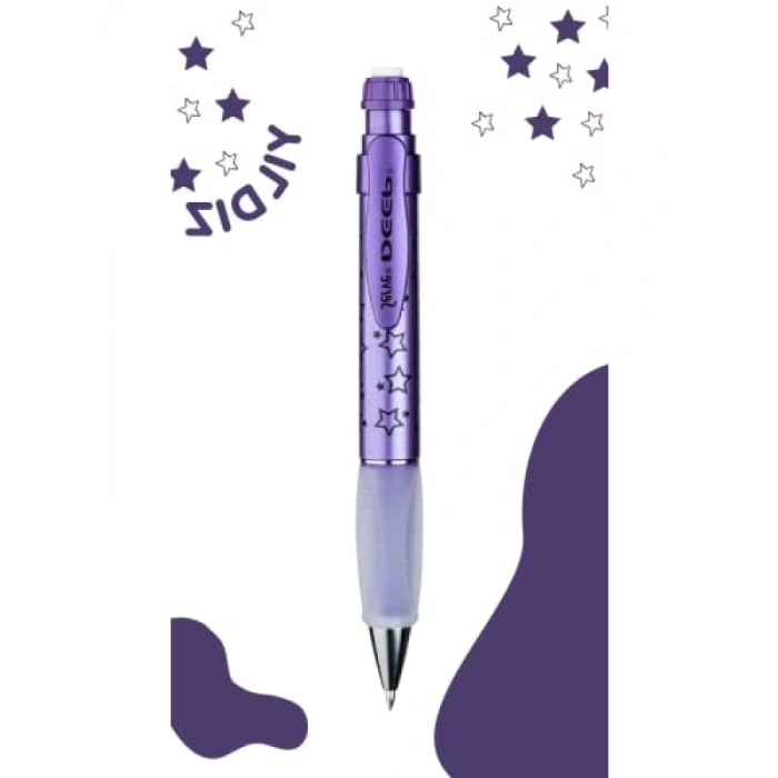 Mekanik Kurşun Kalem, 0.7 mm Metalik Mor Yıldız Desenli