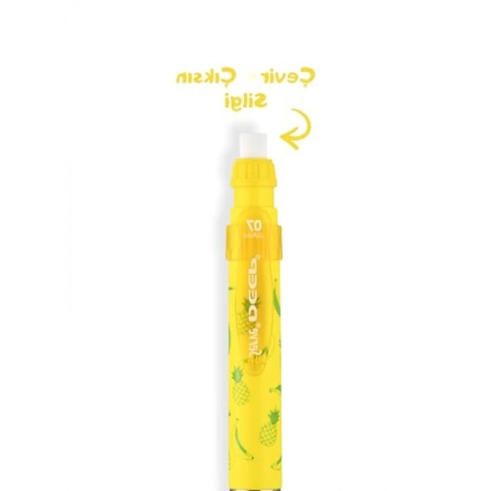 Mekanizma Kalem 0,7 mm, Fosforlu Sarı Ananas & Muz Desenli