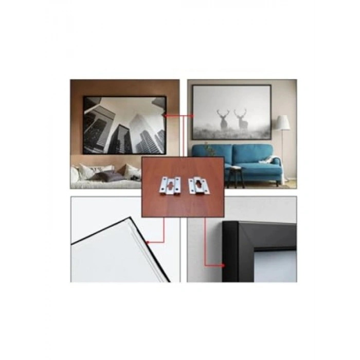 Metal Çerçeve Askı Aparatı, 42x45mm, Beyaz, 4lü Set