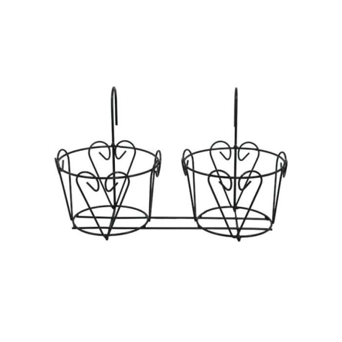 Metal Ferforje 2li Balkon Saksısı, 42x19x24 cm, Şık ve Dekoratif