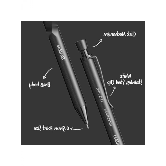 Metal Gövdeli Tükenmez Kalem, 0.5 mm, Mat Siyah