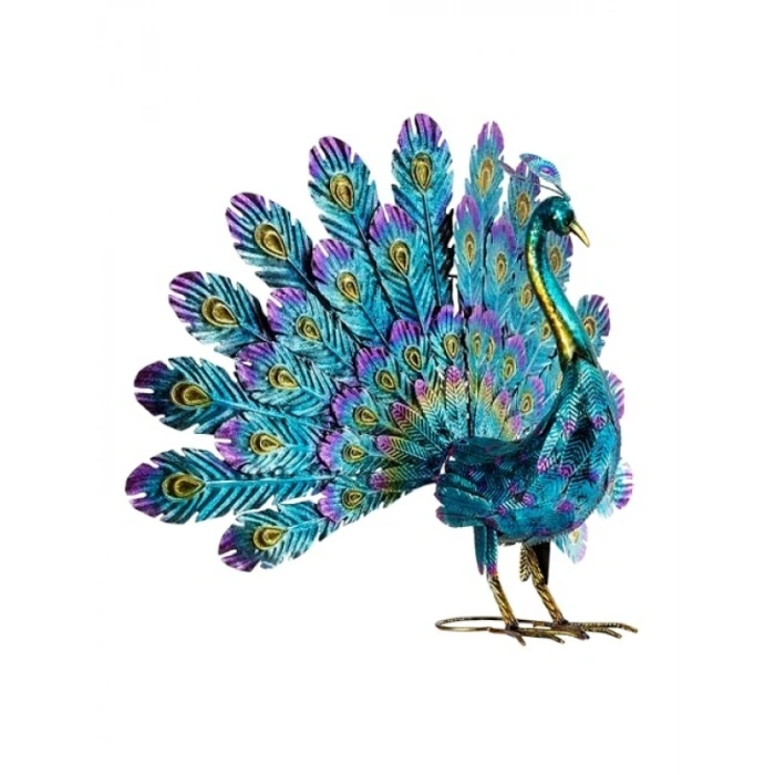 Metal Tavus Kuşu Bahçe Heykeli, 81x30x58 cm