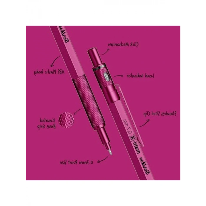 Metalik Pembe Versatil Kalem - 0.7 mm Uç, Ergonomik Tasarım