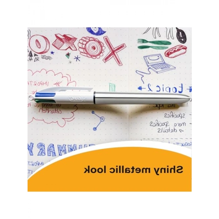 Metallic Renklerde 4 Renkli Tükenmez Kalem Seti - 3lü Blister