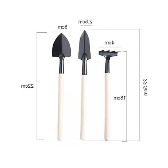 Mini Bitki Bakım Seti - 3 Parça Hobi Seti, Çapa-Tırmık-Kürek