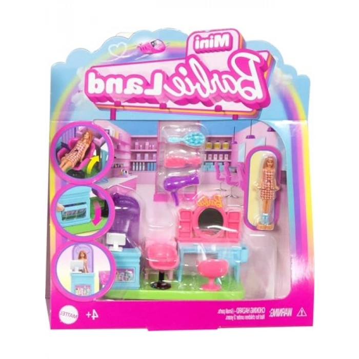 Mini Kuaför Salonu Oyun Seti - 4 cm Bebek ve Aksesuarlar
