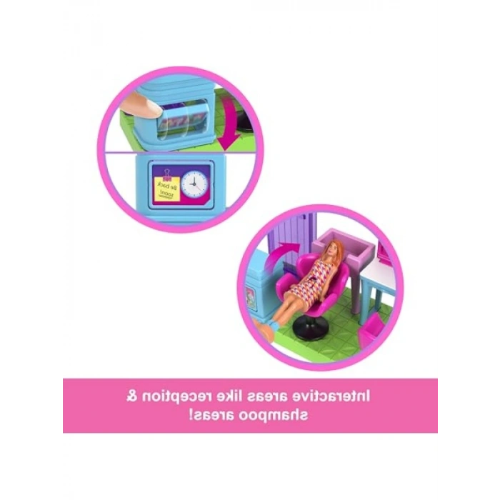 Mini Kuaför Salonu Oyun Seti - 4 cm Bebek ve Aksesuarlar