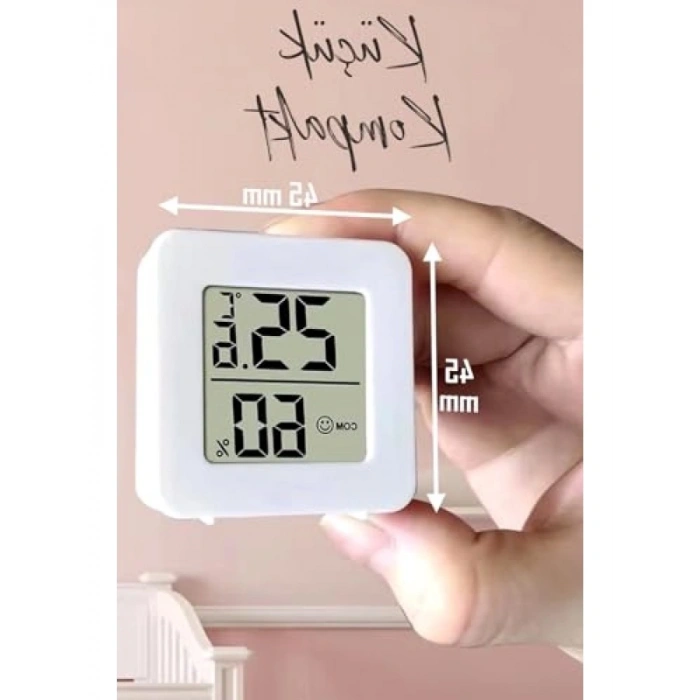 Mini LCD Ekranlı Sıcaklık ve Nem Ölçer - Duvara Takılabilir
