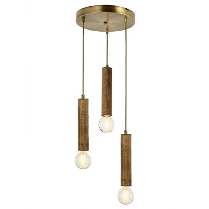 Modern Ahşap Avize, E27 Soket, 35 cm Çap