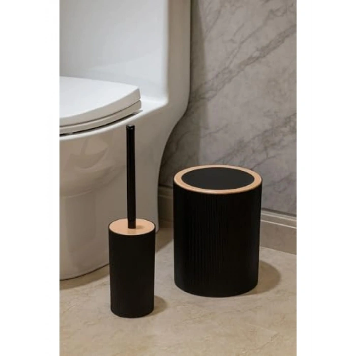 Modern Çizgili 4 Parça Banyo Çöp Kovası Seti - 7 Litre