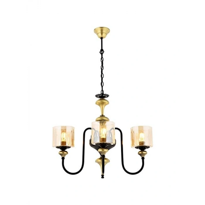 Modern Eskitme Kaplama Avize, E27, Metal ve Cam, 62 cm