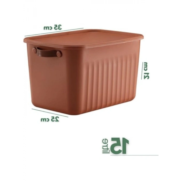 Modern Kapaklı Saklama Kutusu Seti - 15 Litre, Taşınabilir Kulplu