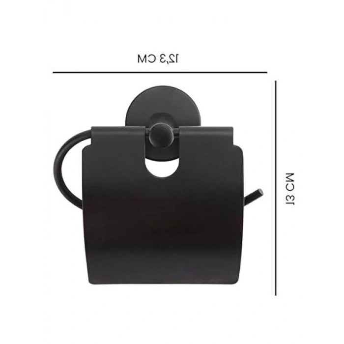 Modern Siyah Metal Tuvalet Kağıtlığı - 12,3 x 13 cm