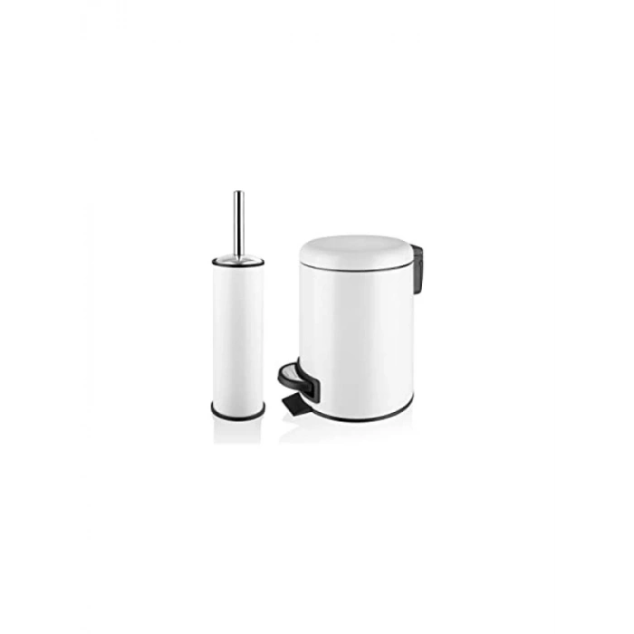 Modern Tasarımlı Beyaz Çöp Kovası Seti - 3 LT