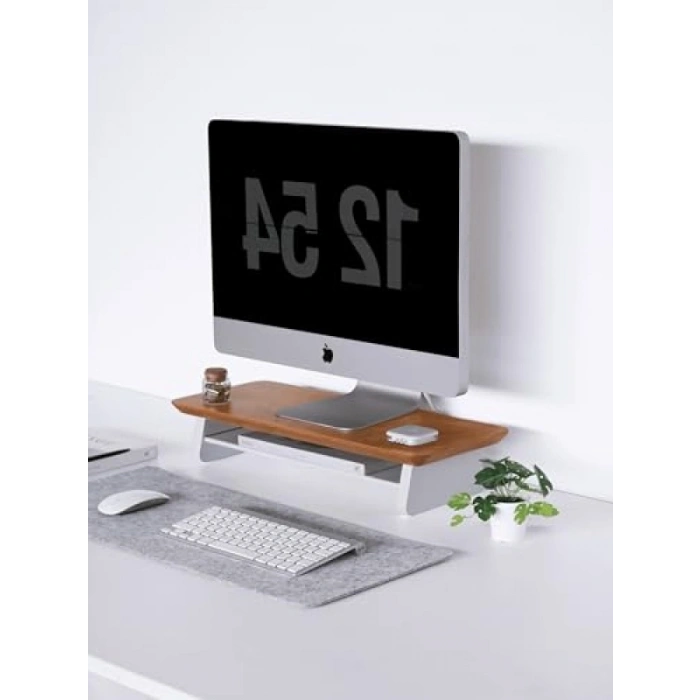 Modern Tasarımlı Meşe Monitör Standı, 22x55x10 cm