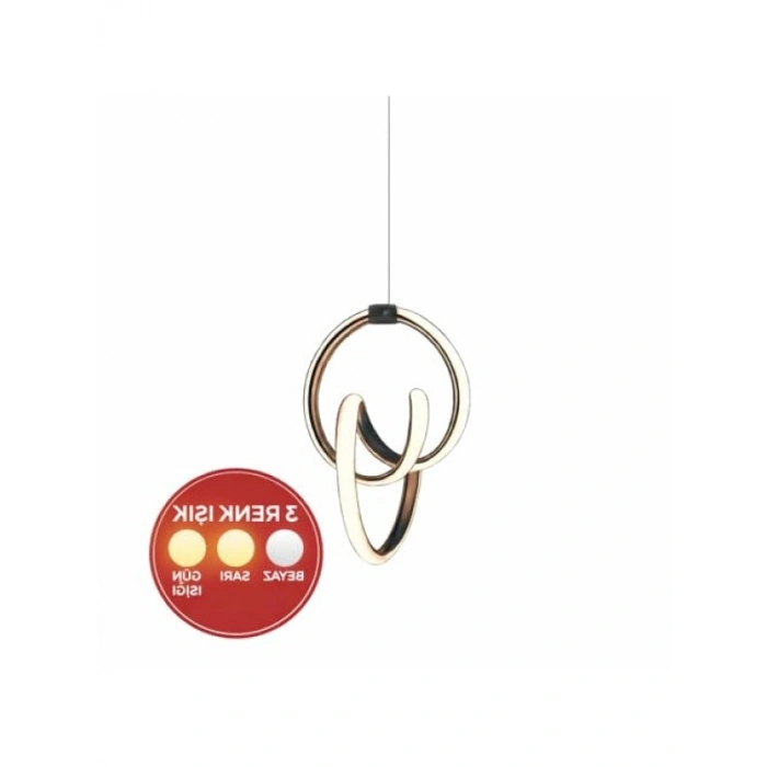 Modern Tasarımlı Taçlı LED Avize - 3 Renk Işık Seçeneği