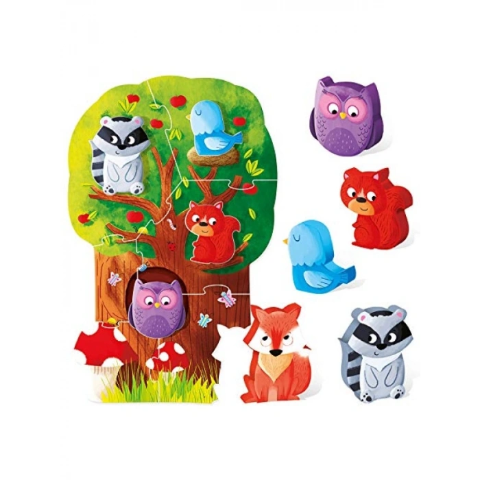 Montessori Temalı İlk Puzzle - Orman Tasarımı, 2-4 Yaş İçin