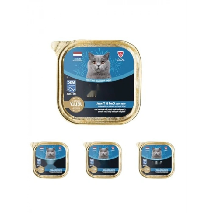 Morina ve Alabalık Etli Jöleli Yetişkin Kedi Maması 85 gr (4 Paket)
