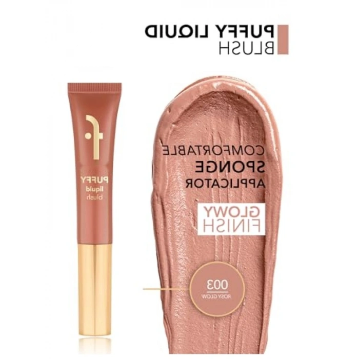 Nemlendirici Etkiye Sahip Parlak Bitişli Sünger Aplikatörlü Likit Allık - 003 Rosy Glow