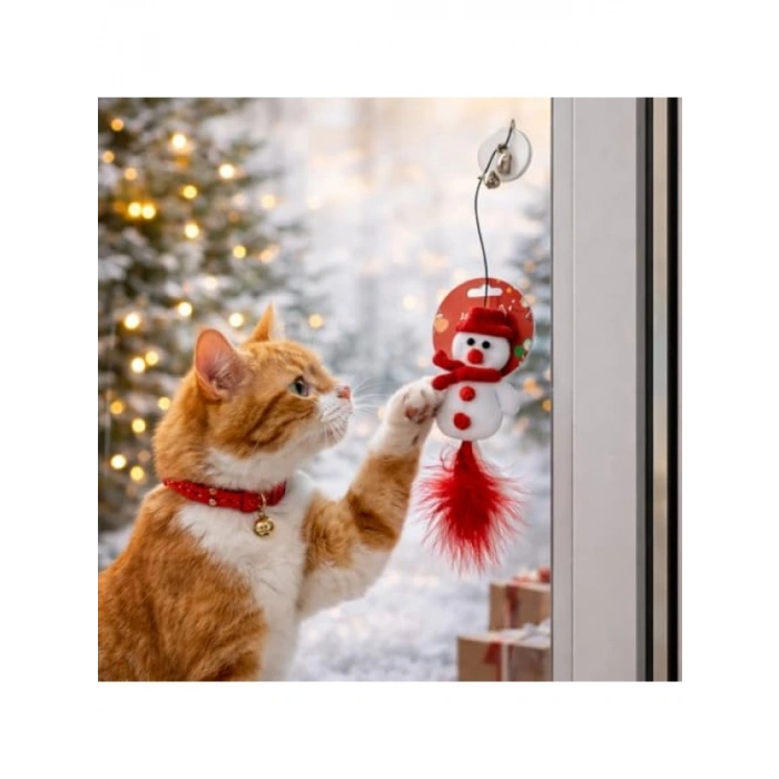 Noel Temalı Kedi Oyuncağı - Kardan Adam Figürlü Eğlenceli Oyun