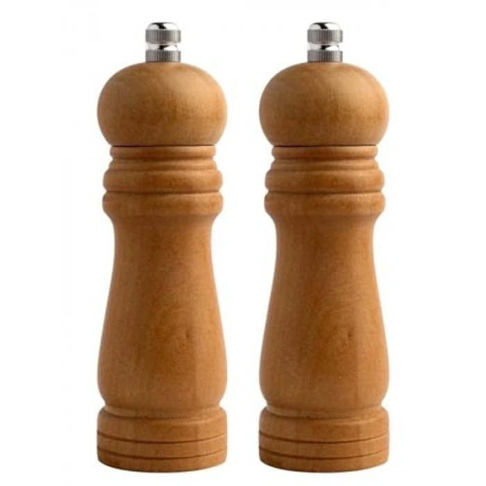 Orta Boy Bambu Gövdeli Ahşap Tuz ve Karabiber Değirmeni Seti - 16 cm, 2 Adet