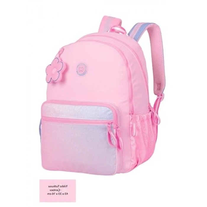 Parlak Sim Detaylı Pembe Laptop Sırt Çantası