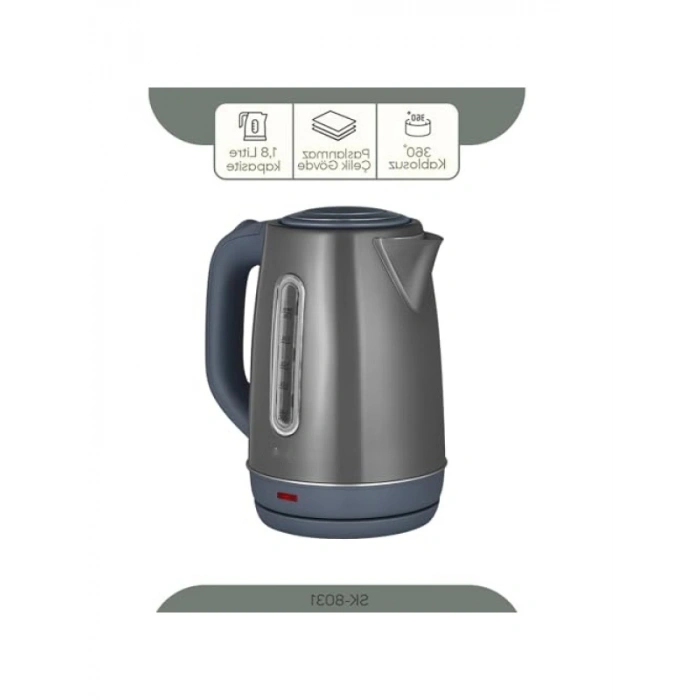 Paslanmaz Çelik Su Isıtıcı Kettle - 1.8 L, Otomatik Kapanma, Hızlı Kaynatma