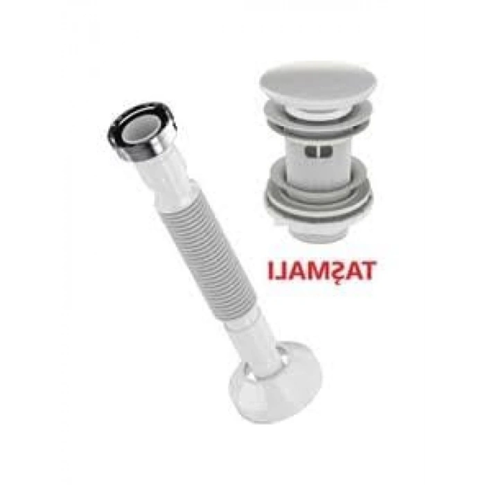 Paslanmaz Metal Başlıklı Koku Önleyici Taşmalı Lavabo Gider Sifonu