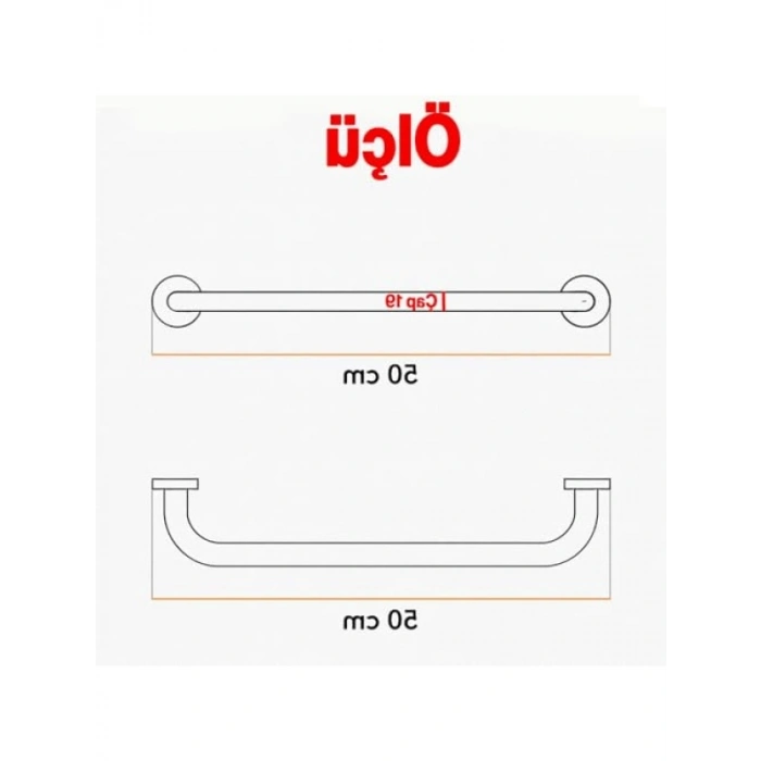 Paslanmaz Metal Krom Tutunma Barı (19 Çap, 50 cm)