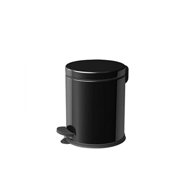 Paslanmaz Metal Pedallı Çöp Kovası - Siyah - 5 LT
