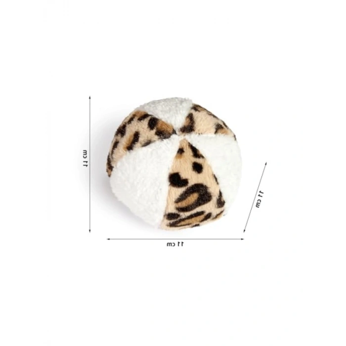 Peluş Desenli Top - 11 cm, Beyaz