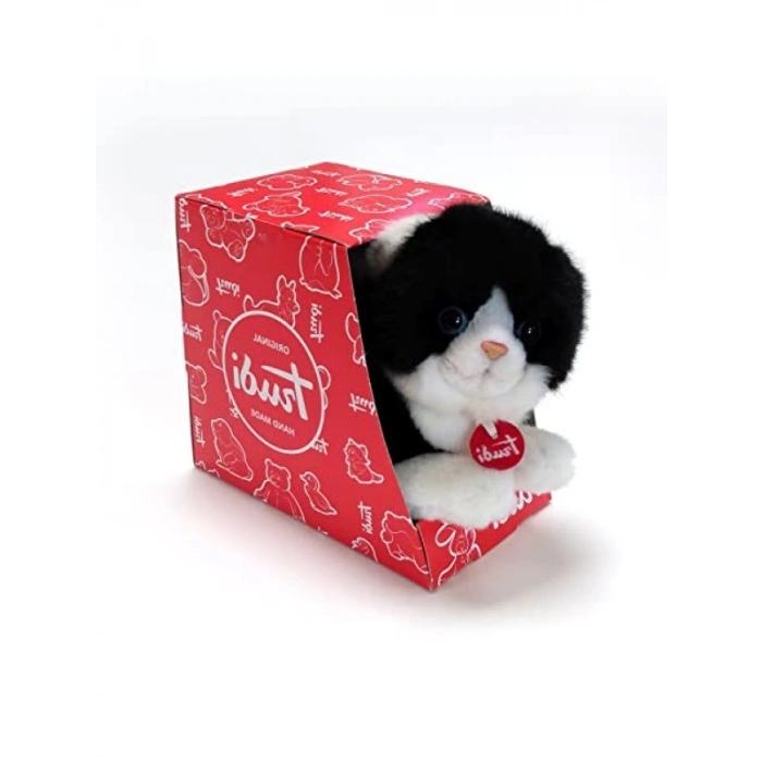 Peluş Kedi Figürü - Beyaz/Siyah Renk Seçeneği