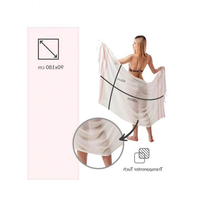 Pembe 2li Set | 90 x 180 cm Kadın Plaj Havlusu, %80 Bambu