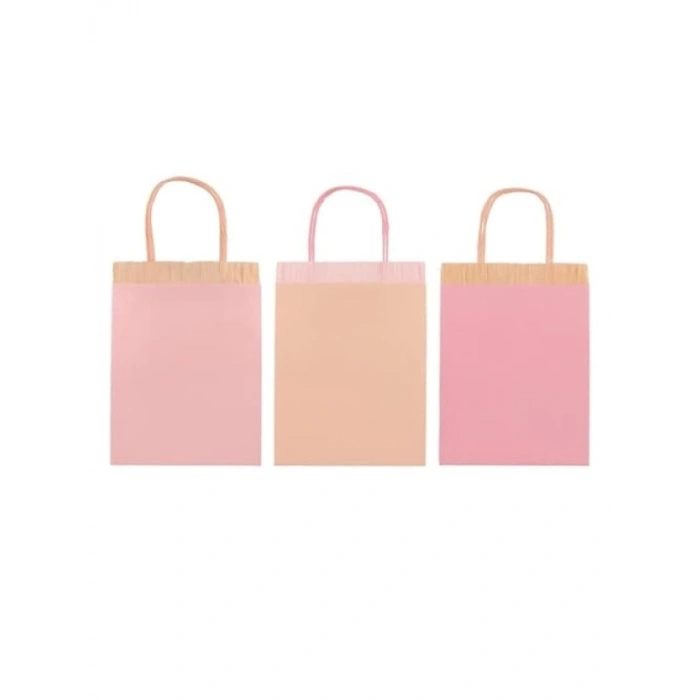 Pembe Püsküllü Hediye Çantaları - 8 Adet