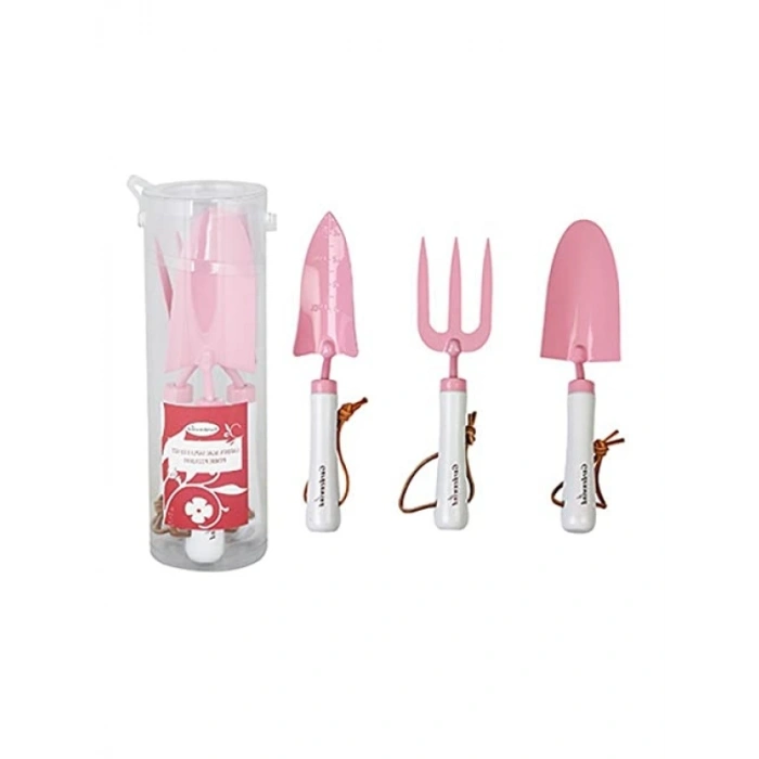 Pembe Renkli Plastik 3lü Bahçe Seti