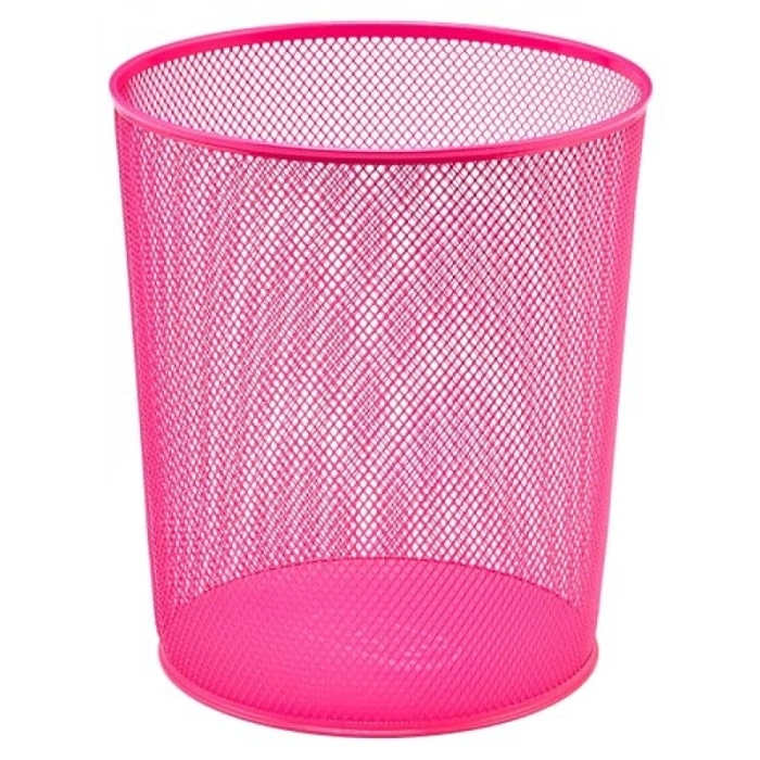 Pembe Tam Delikli Metal Çöp Kovası - 10 L Hacim