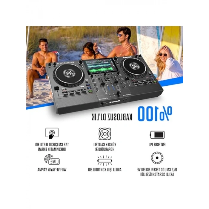Pille Çalışan DJ Kontrol Ünitesi - Yerleşik Hoparlörle