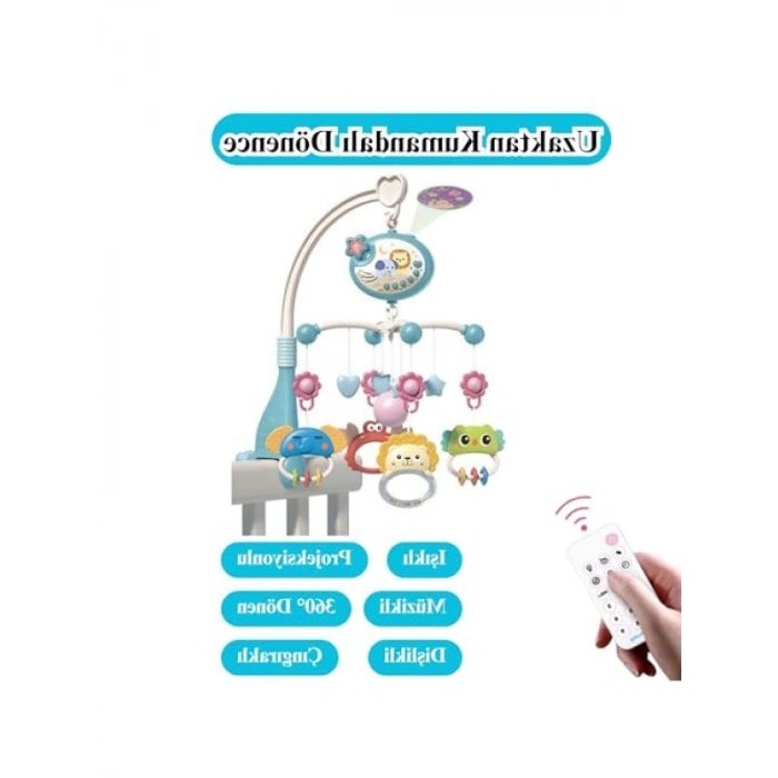 Pilli Işıklı Müzikli Projektörlü Kumandalı Bebek Yatıştırıcı (Mavi)