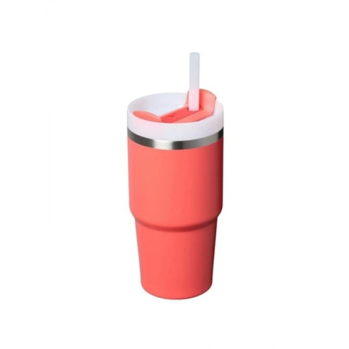 Pipetli Termos Bardak - 0.60 Litre, Mercan Renk