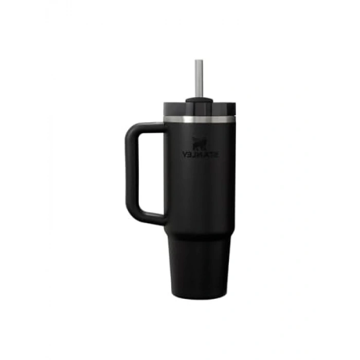 Pipetli Termos Bardak - Siyah, 0.89 Litre, Soğuk İçecekler için