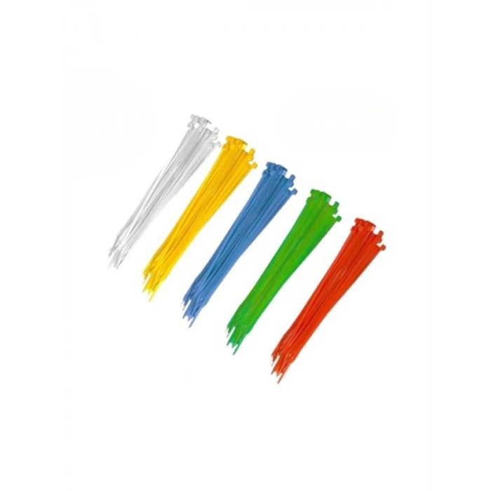 Plastik Kablo Bağı Klipsi - 100 Adet Karışık Renk Seti