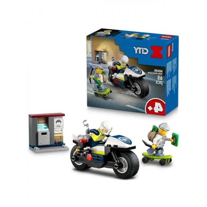 Polis Motosikleti Takibi Yapım Seti - 65 Parça, 4 Yaş ve Üzeri