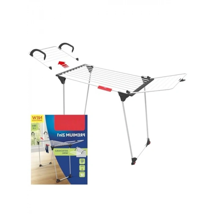 Premium 2in1 Çamaşır Askılığı - Alüminyum, 180 x 57 x 91 cm