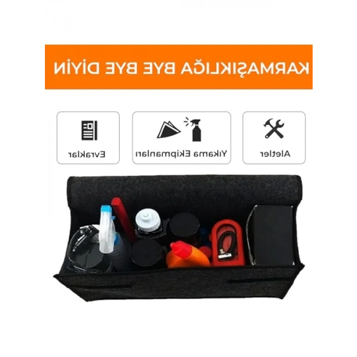 Premium Kalın Araba Bagaj Düzenleyici Çanta - 50 x 24 x 17 cm - Suya Dayanıklı