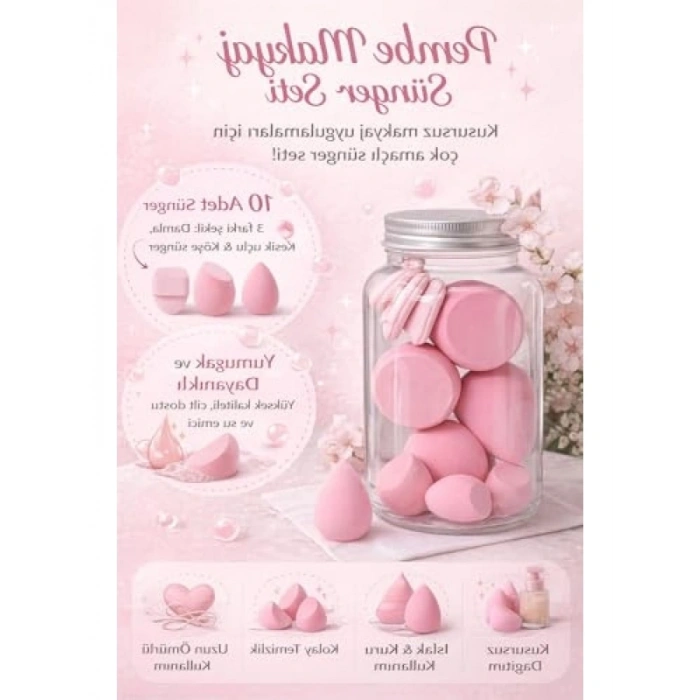 Profesyonel Makyaj Süngeri Seti - Pembe Renk