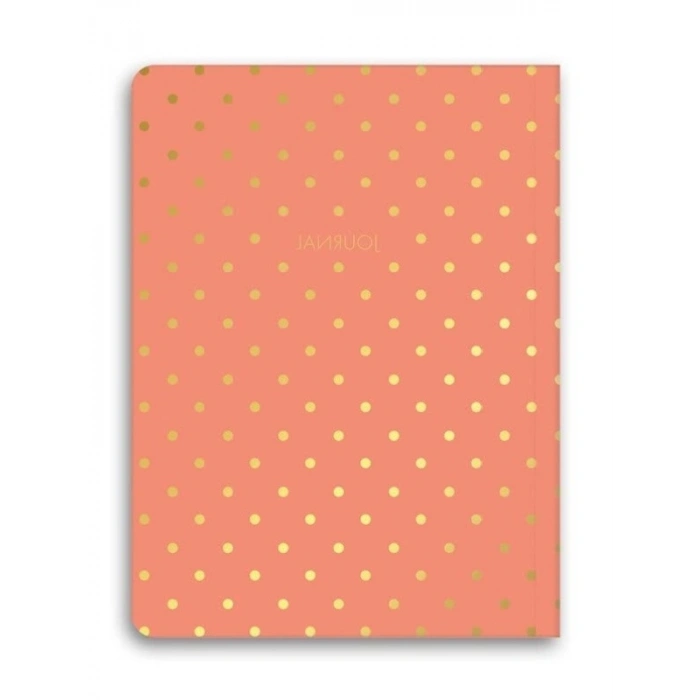 Puantiyeli Mini Defter - Çizgili, Mercan Renk, 14x20 cm